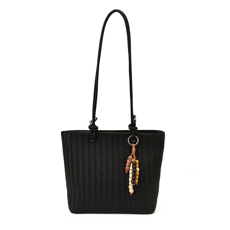 

Сумка премиум-класса с плетеным узором, легкая роскошь, модная и универсальная наплечная сумка, вместительная сумка-тоут для поездок на работу чёрный