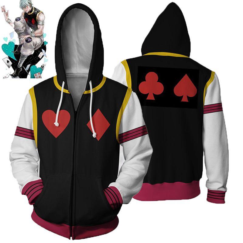 Hunter Hisoka Hunter Killua Zoldyck Zipper Jacket Cosplay Costume Hoodie Coat