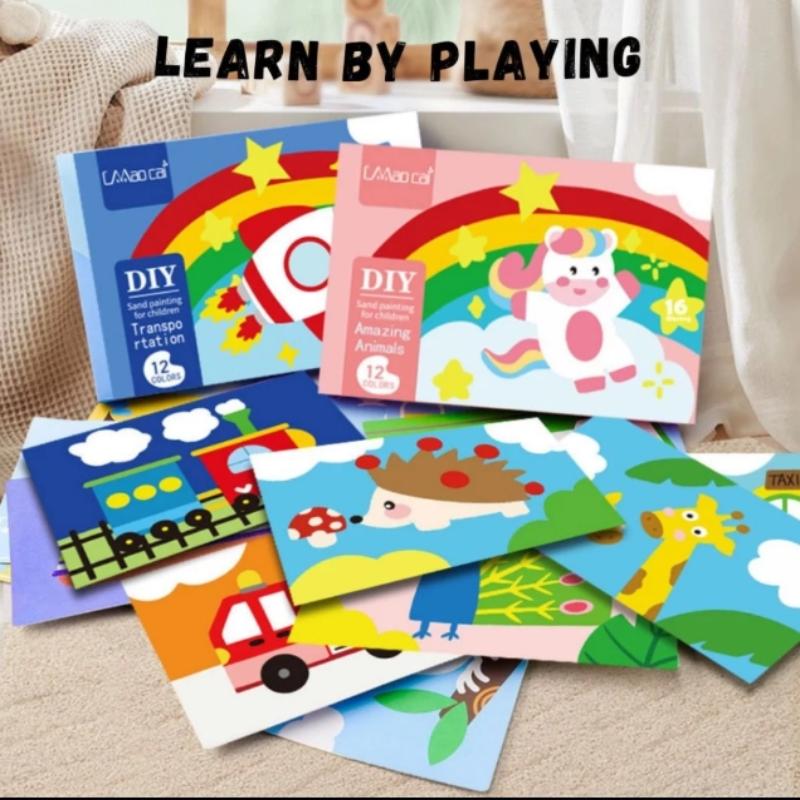 Educational Diy Sand Painting Kit—12 Colors For Kids' Art & Concentration