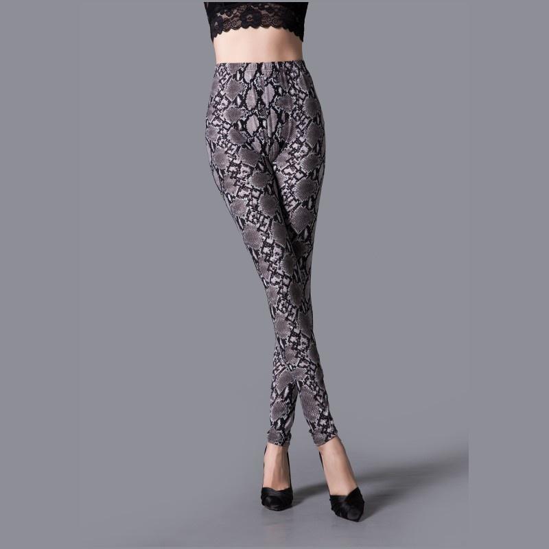 Skinny legíny s potiskem hadí kůže Leopard Slim kotníkové kalhoty jedné velikosti