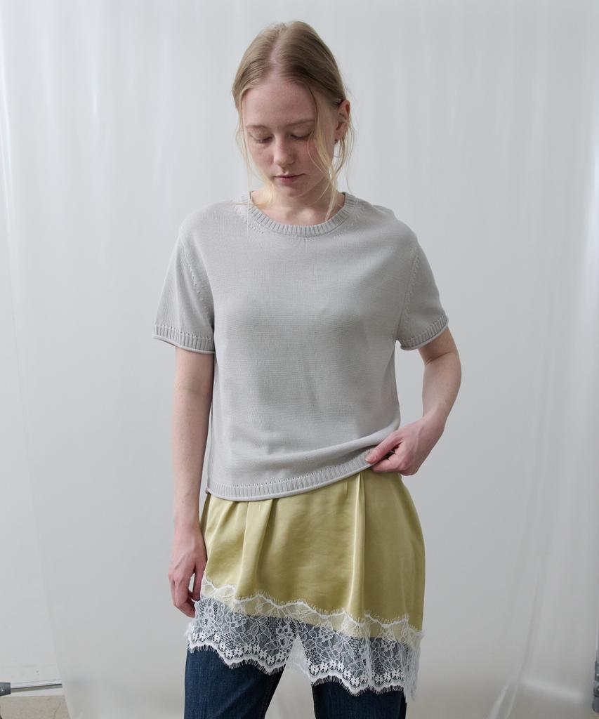 Toabe Silk Tencel Half Sleeve Knit (Cloudy)