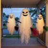 Reusable Festival Holiday Decor Halloween Lighted Hanging Ghost with Broom Decor, Flying Broomstick Ornaments Remote Multi Mode Lighting Control