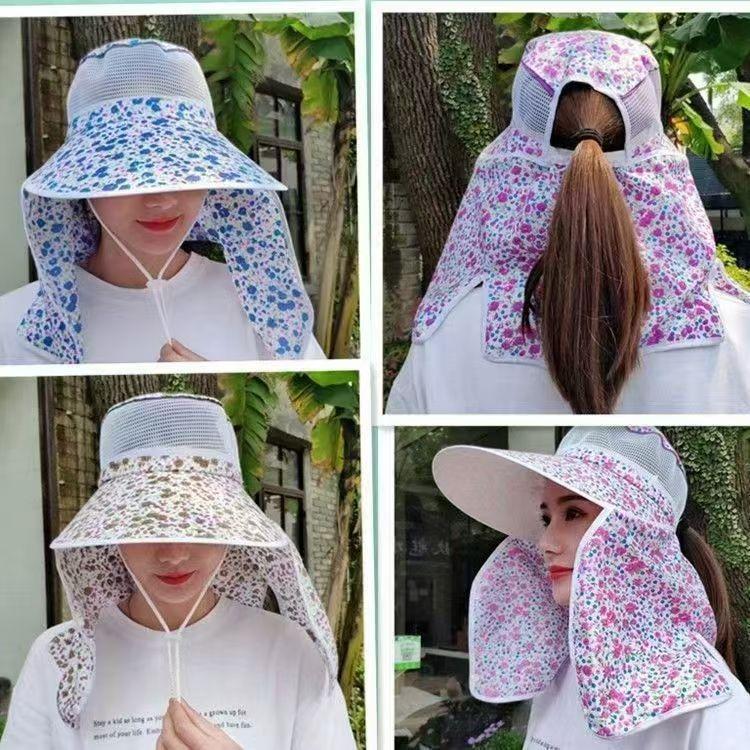 Premium summer sun hat, large brim, UV protection, face cover, shawl, neck protection, sun protection hat, sunshade tea picking women's hat