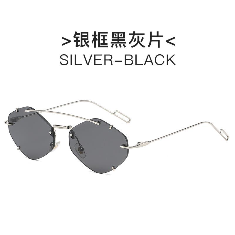 Fashion Sunglasses Women Rimless Shaped Sun Glasses Ocean Lenses Vintage Metal Frame Punk Eyewear