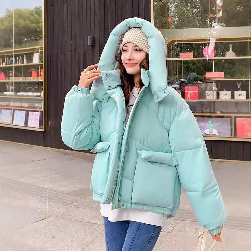 Down cotton-padded clothes for women's autumn and winter new student short loose casual big pocket jacket trendy