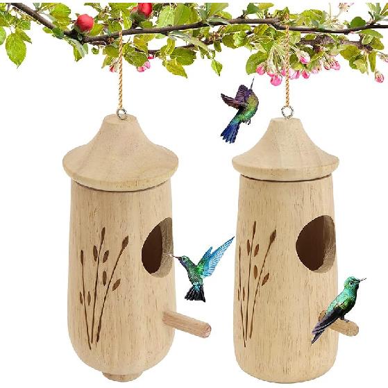 Hummingbird House,Bird House for Outside Hummingbird Houses for Outside for Nesting,Wood Crafts Bird House Kits,Hummingbird House for Outside,Bird Style-6
