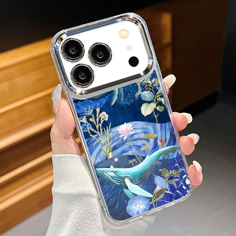 For iPhone 17 Pro Max Case Blue Giant Whale Ocean Pattern Soft Silicone Cover For Funda iPhone 16 Pro Max 15 14 13 12 11 17 Air