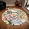 Christmas Santa Claus Pattern Round Shape Floor Mats Kitchen Hallway Runner Rug Bedroom Living Room Soft Carpet Non-slip Area Rug