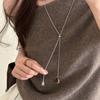 Tendance Style Maillard Œil de Tigre Pierre Goutte d'Eau Pendentif Collier Long en Y pour Femmes Chaîne de Pull Réglable Bijoux Cadeaux
