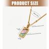 Women Simple Square Pendant Necklace with Removable Charm and Shell Inlay On Sturdy Stainless Steel Chain