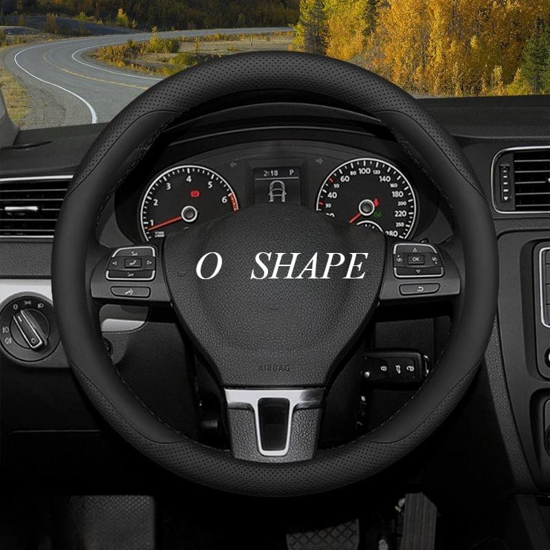 38cm Car Steering Wheel Cover Carbon Fiber Leather For 2017- Volkswagen Tiguan MK2 Passat B6 Arteon Touran Tiguan ID4 Etc