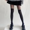 Women Contrast Sheer Mesh Splicing Pantyhose Fake Thigh High Stockings Elegant Ruffle Trim Bowknot Silk Tights Leggings