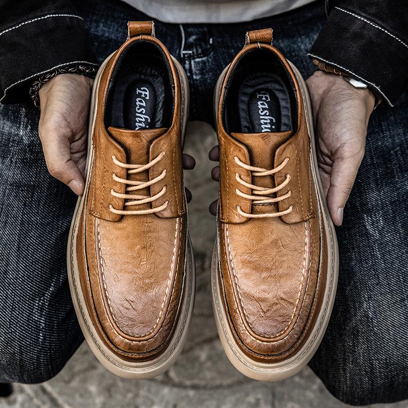 Men's High-quality Anti-skid Wear-resistant Leather Fashion Casual Leather Shoes Low Top Leather Shoes