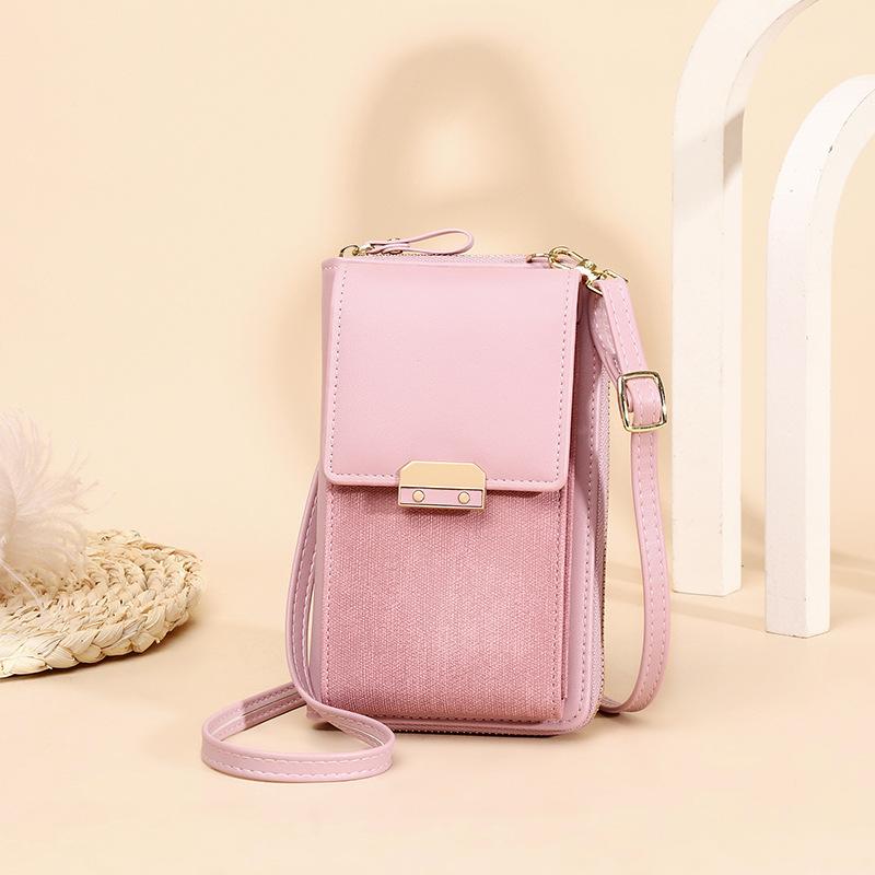 Dámská móda Kabelky na zip na telefony se spojkou Pu Kožené peněženky Malé crossbody kabelky