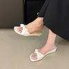 Fashion Female Wedges Footwear Women Low Heel Slippers Shoes Fashion Butterfly-Knot Elegant Ladies Heeled Slippers Sandals Shoes Pumps