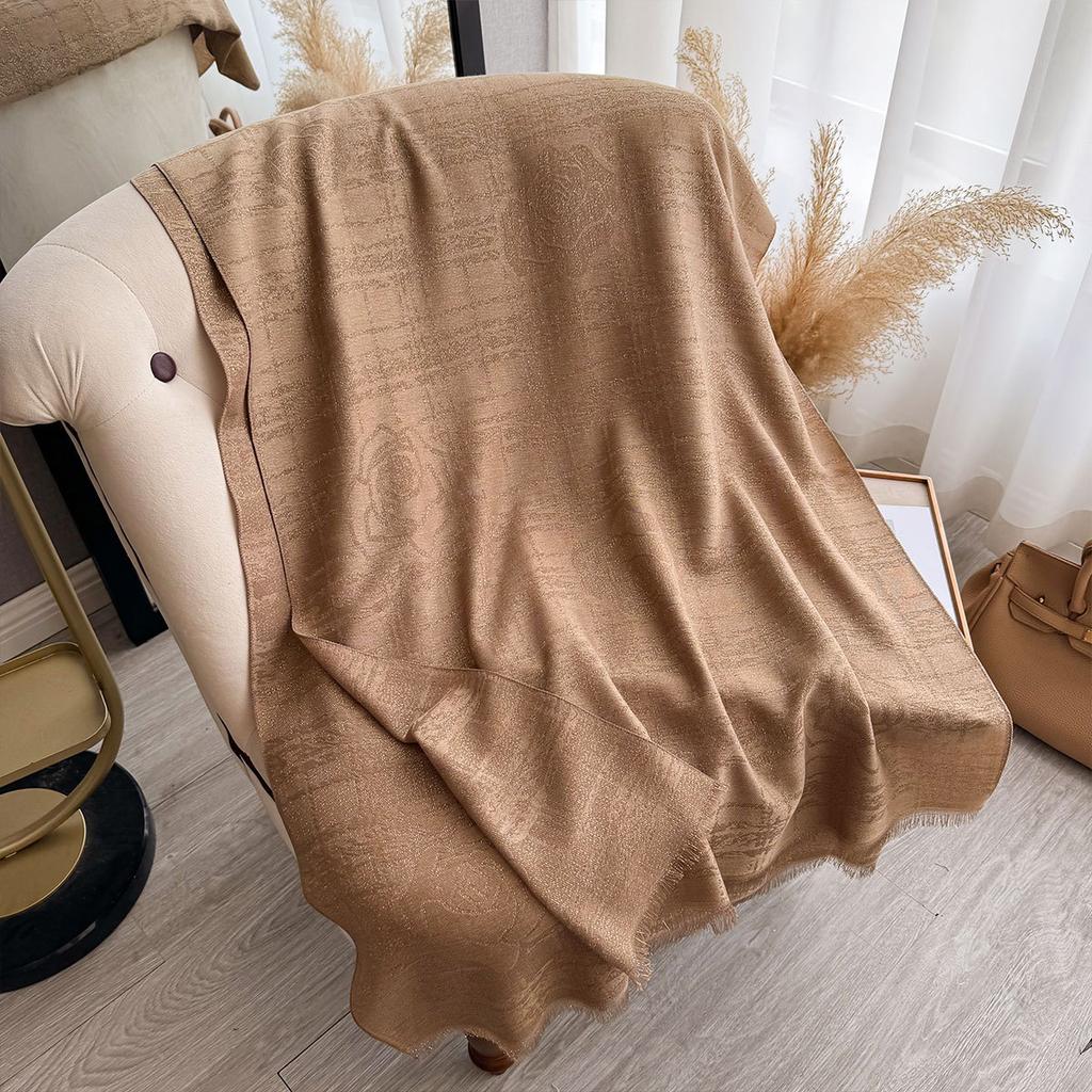 New Shawl Women's Imitation Cashmere with Double-sided Scarf Camellia Fringed Cape