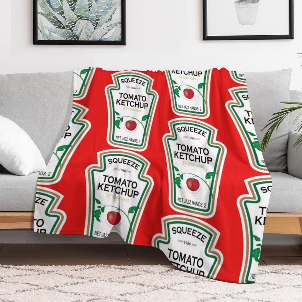 Funny Ketchup Label Throw Blanket Portable Lightweight Blanket for Travel Camping