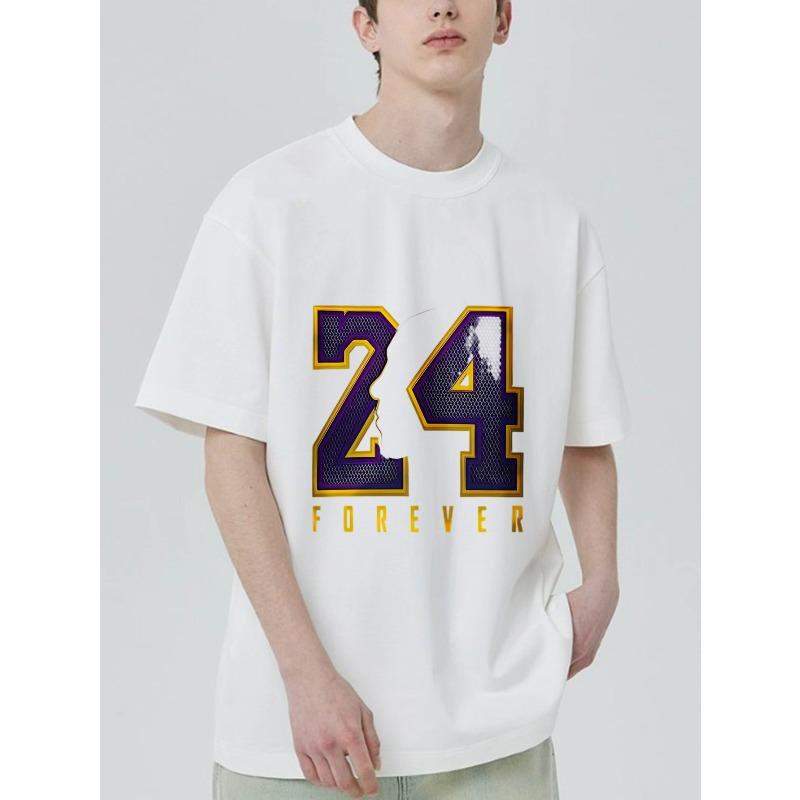 Black T Shirt with 24 Forever Graphic and Silhouette Design for Casual Wear