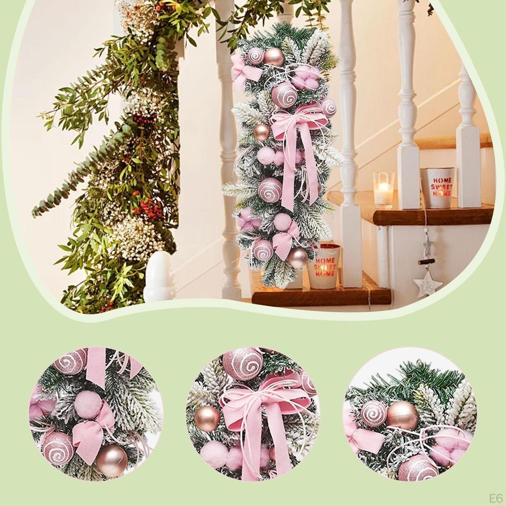 Light Up Christmas Stair Swag Artificial Wreath, Decoration, Stairway for Party