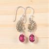 Pink Tourmaline Gemstone 925 Sterling Silver Jewelry Handmade Hook Earrings 1.8" EE-88-18