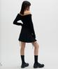 Leoninghai Cut-Off Pleated Mini Skirt [Black]