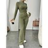 Women's High Neck Long Sleeve Loose Fit Two Piece Set Sweatshirt And Long Pants