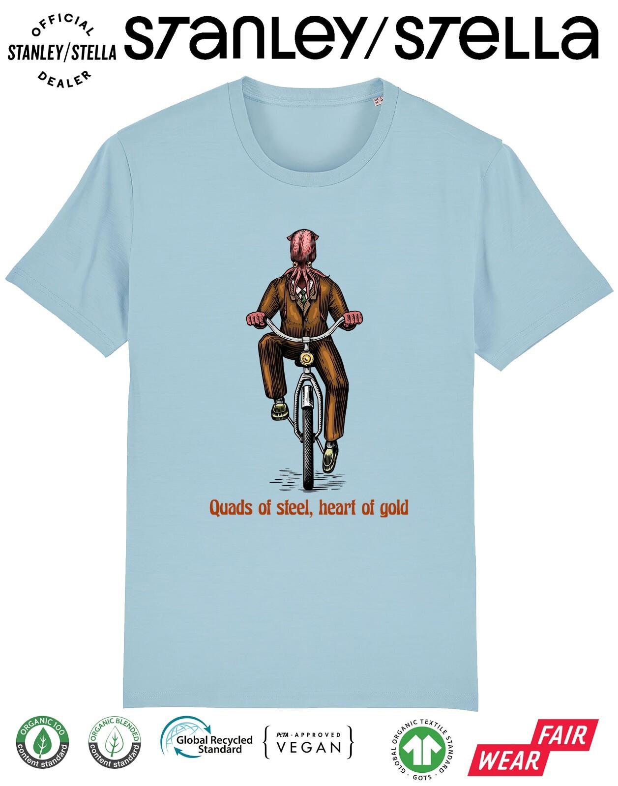 Mens Cycling T-Shirt Mens Womens Tees Top - Quads Of Steel Funny Octopus - Cyclist Bicycle Road Bike L