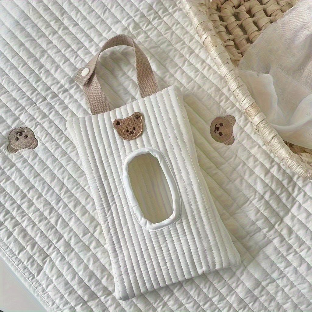 1pc Cute Cartoon Animal Fabric Tissue Holder, Portable Pull-Out Wet Tissue Storage Bag with Handle, Suitable for Car and Travel Use
