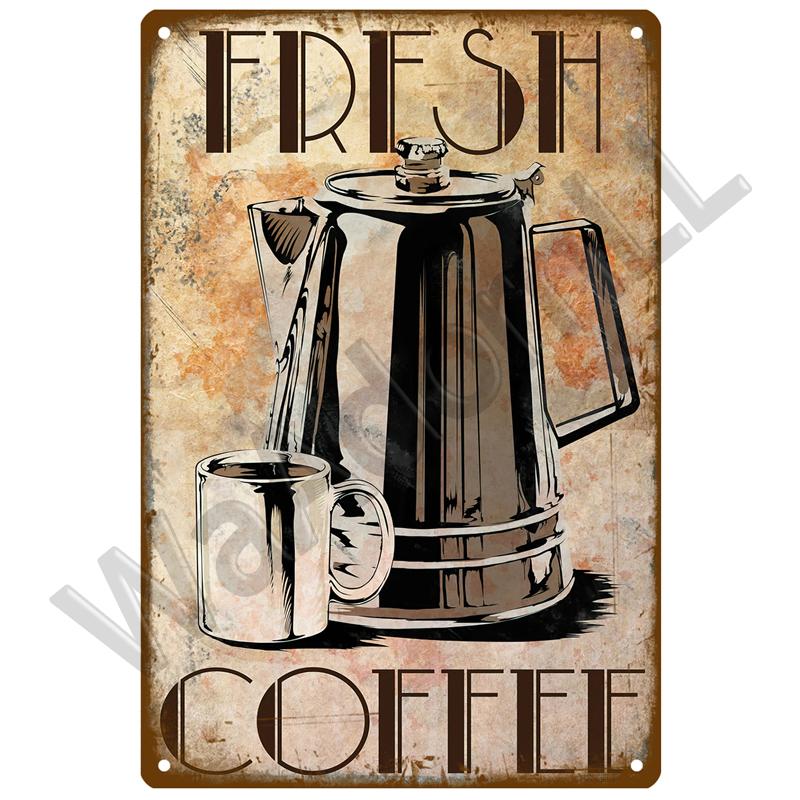 Letrero de Metal Decoración Retro Café Vintage Letrero de Lata Placa Placa de Metal Arte de Pared Pósters Para Cocina Bar Cafetería Habitación Pintura de Hierro Retro