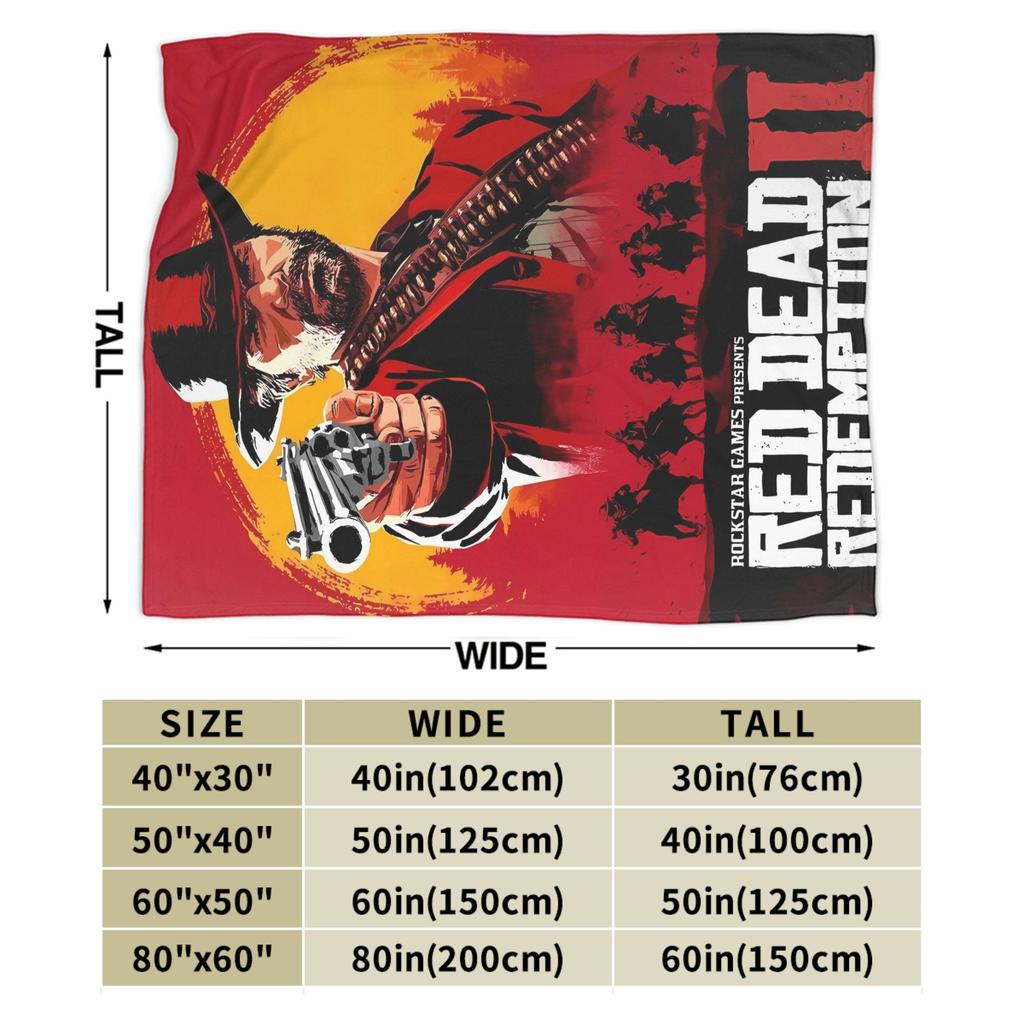 Red Dead Redemption 2  Warm Soft Blanket  Students Plush Bedding Throws Pattern Couch Chair Flannel Bedspread Sofa Bed Cover