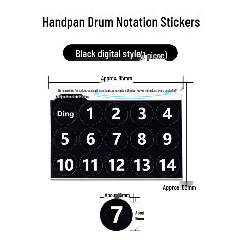 Handpan Drum Note Stickers for Beginners: Ethereal Steel Tongue Drum Fingering Guides