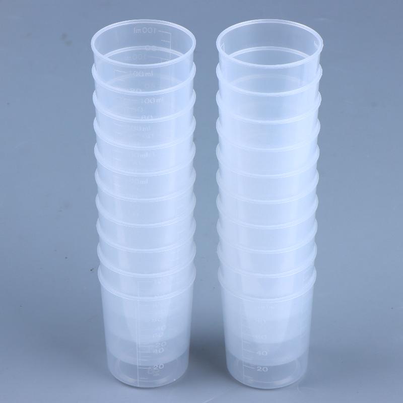 20Pcs Clear Graduated Measuring Cup Mini Plastic Laboratory Beaker Scale Graduated Transparent Mixing Cup Kitchen Baking