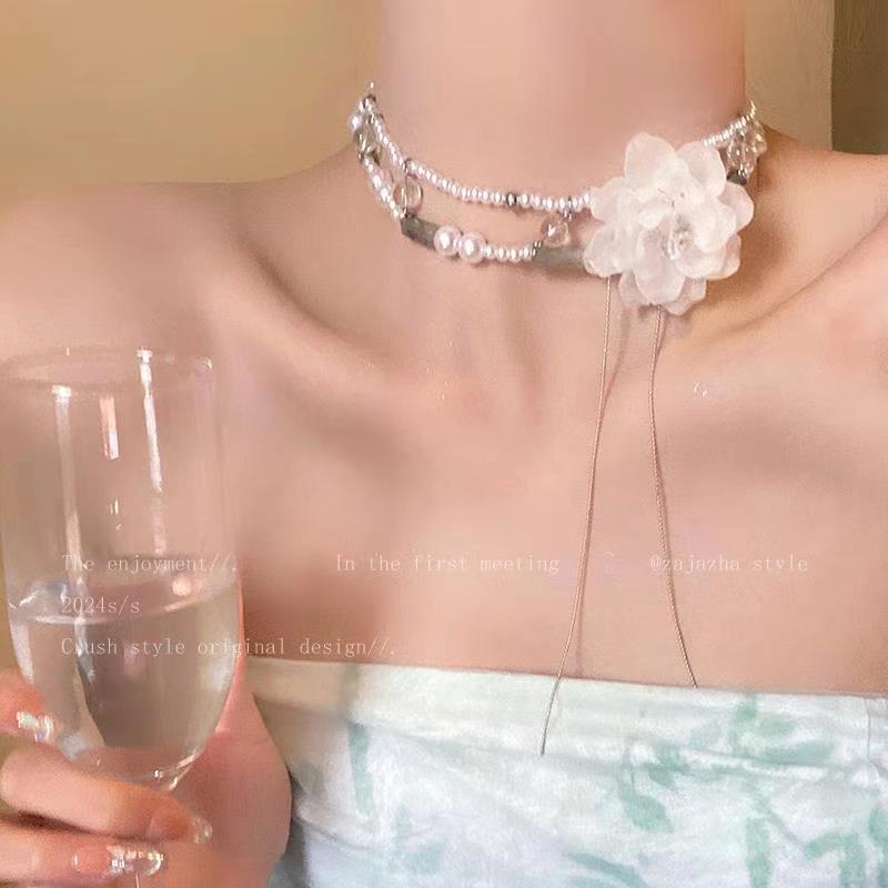 2024 Vintage Double-Layer Pearl Necklace with Heart Pendant