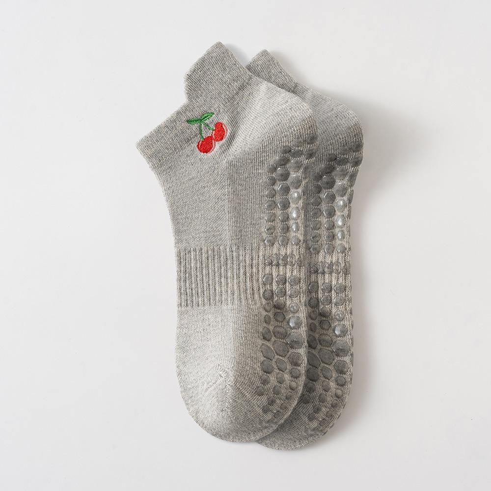 

New Cotton Pilates Socks Harajuku Street Breathable Yoga Socks Casual Non-Slip Cherry Embroidery Socks 35-39
