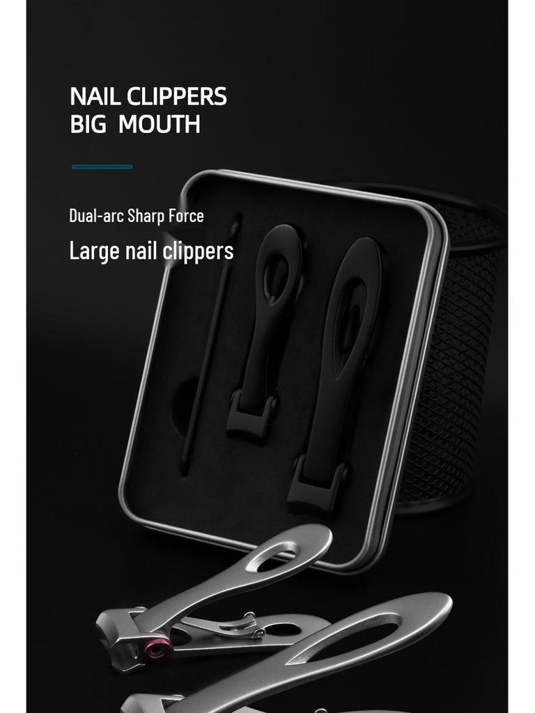 Large Anti-Splash Stainless Steel Nail Clippers - Manicure Set for Thick Toenails