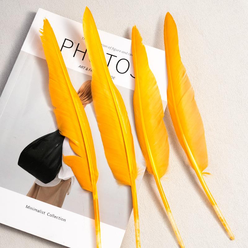 Bulk Long Colorful Goose Wing Feathers Pen Ballpoint Pen Metal Pretty Party Wedding Gift Craft Special Events