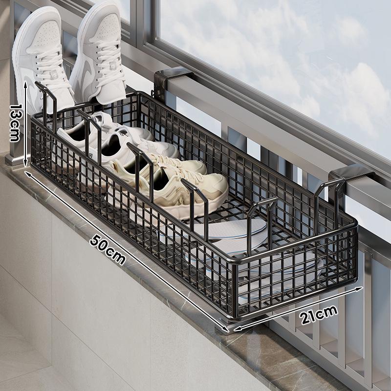 Outdoor Shoe and Clothes Drying Rack with Anti-Theft Window Hook