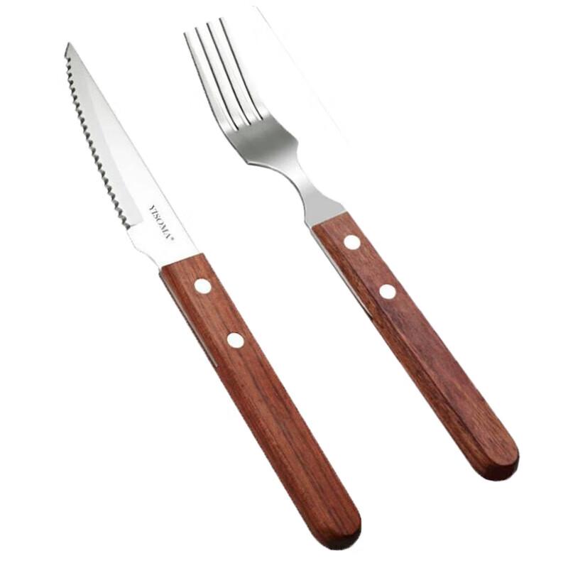 Rosewood Handle Stainless Steel Steak Knife and Fork Set
