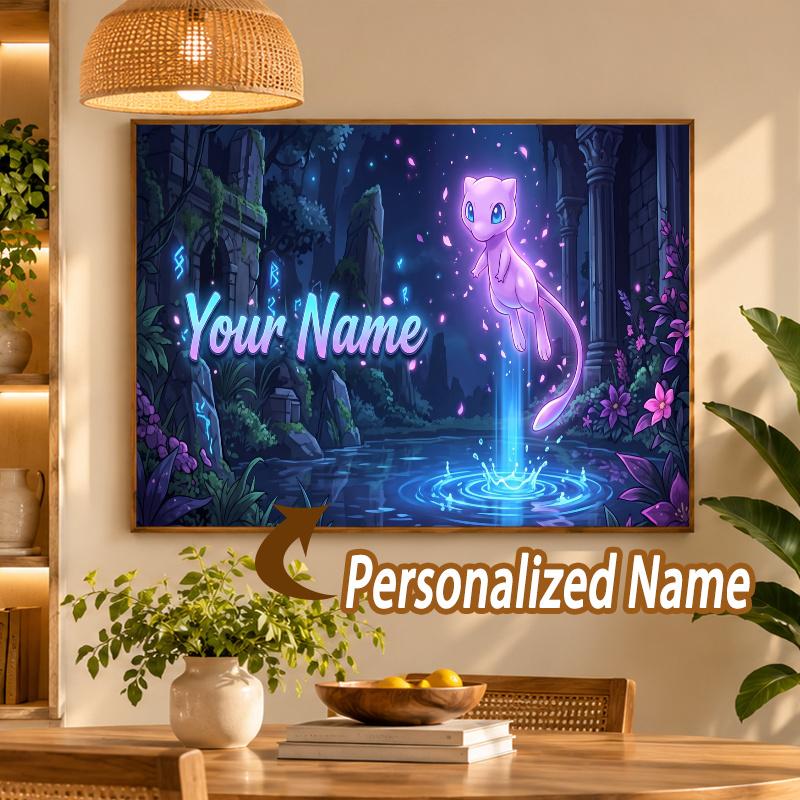 Mewtwo Custom Name Diamond Painting Personalized 5D Full Drill DIY Diamond Art Home Decor