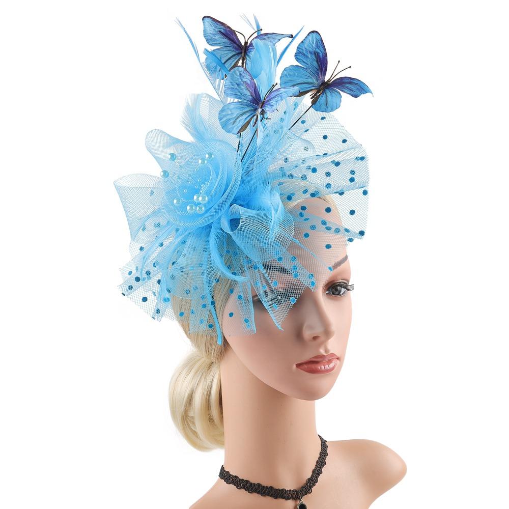 Tea Party Butterfly Derby Hat Classic 1920s Fascinator Bridal Wedding Headpiece for Women