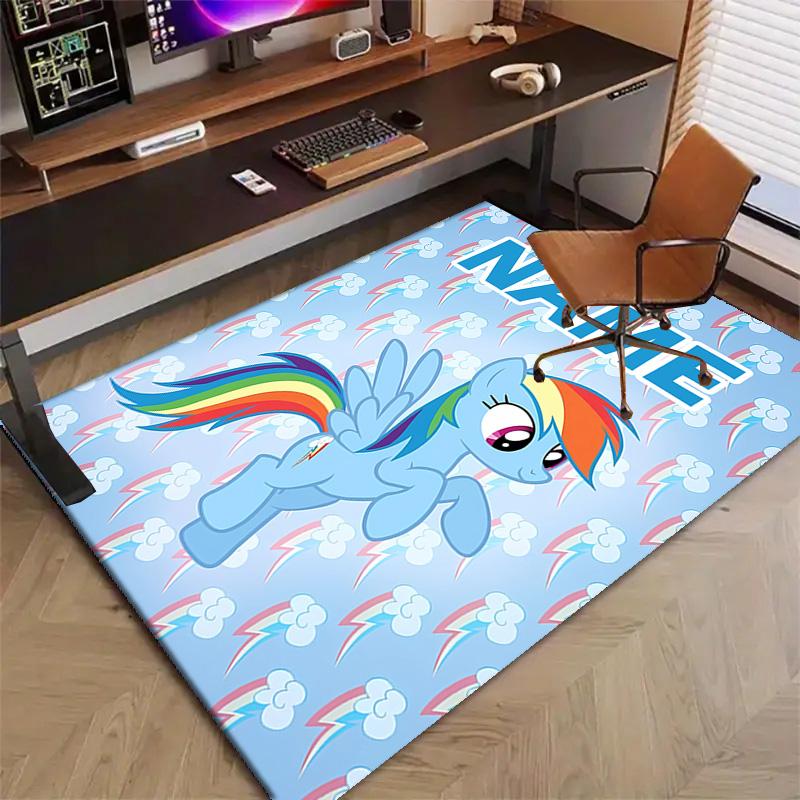 Custom My Little Pony Mat Personalized Name, Polyester Washable Indoor Entryway Rug, Gift for Christmas, Easter, Thanksgiving Day