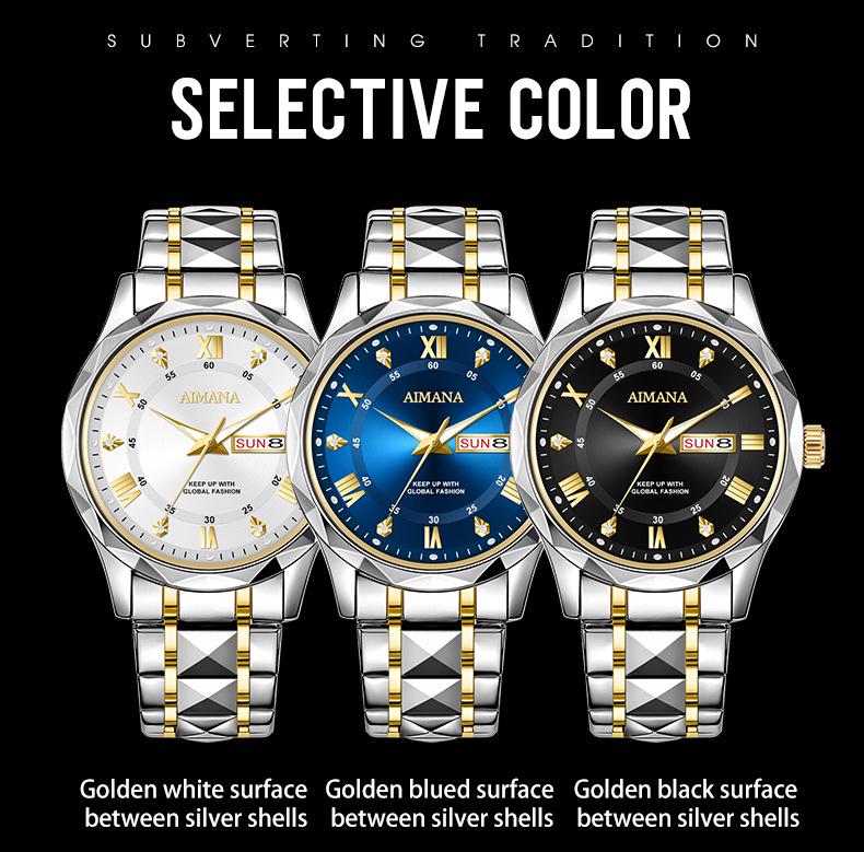 Men's Luminous Calendar Quartz Watch: Waterproof Steel Band Fashion Timepiece