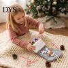 Kids Candy Gift Holders Plush Christmas Stocking Pendant with Santa Claus/Snowman/Elk Designs, Fabric Hanging Winter Holiday Party Scene Props