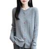 Autumn And Winter New Wool Cardigan Women'S Round Neck Loose Coat Colored Button Knitted Cashmere Sweater Versatile Women'S Top