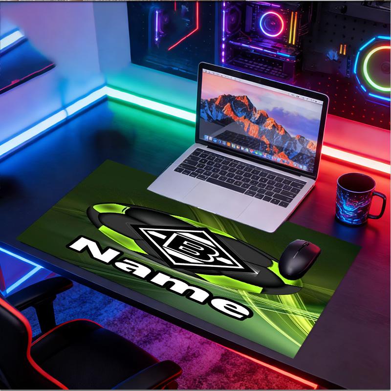 Custom Name Personalized Borussia Monchengladbach Pattern Mousepad, Laptop PC Desk Mat, Decorative Desk Mat for Home Keyboard Pad Gift