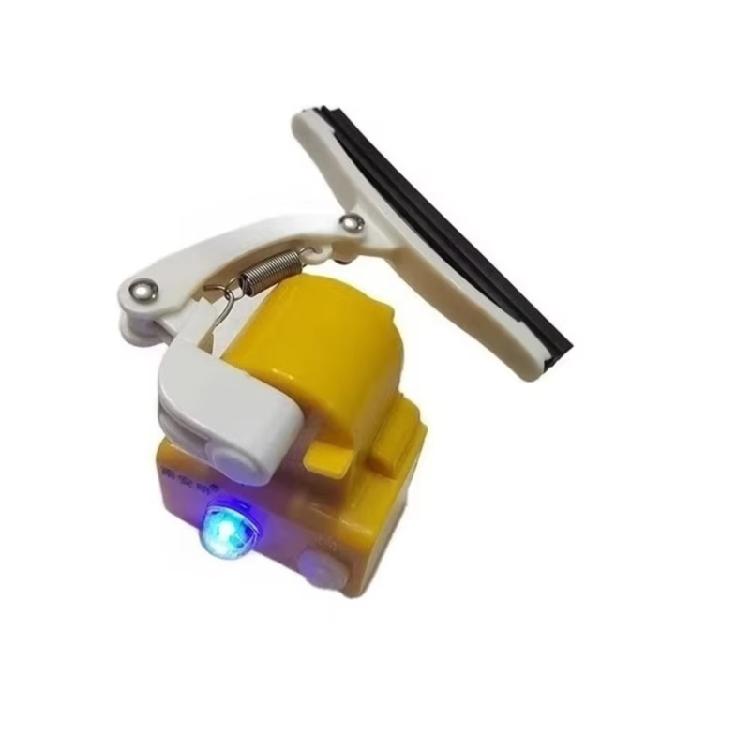 Helmet Lens Wiping Unit with Plastic Housing, Two Push Controls and Built-In Warning Light for Rainy Road Travel