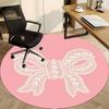 1pc Pearl Bow Office Round Rug, Carpet for Office, Gaming, Lightweight Round Floor Mat Yy260205055
