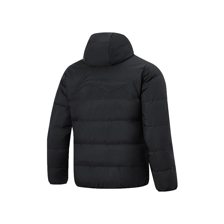 Li Ning Table Tennis Series Warm Comfortable Hooded Zipper Simple Fashion Down Jacket Unisex Outerwear Black AYMU281
