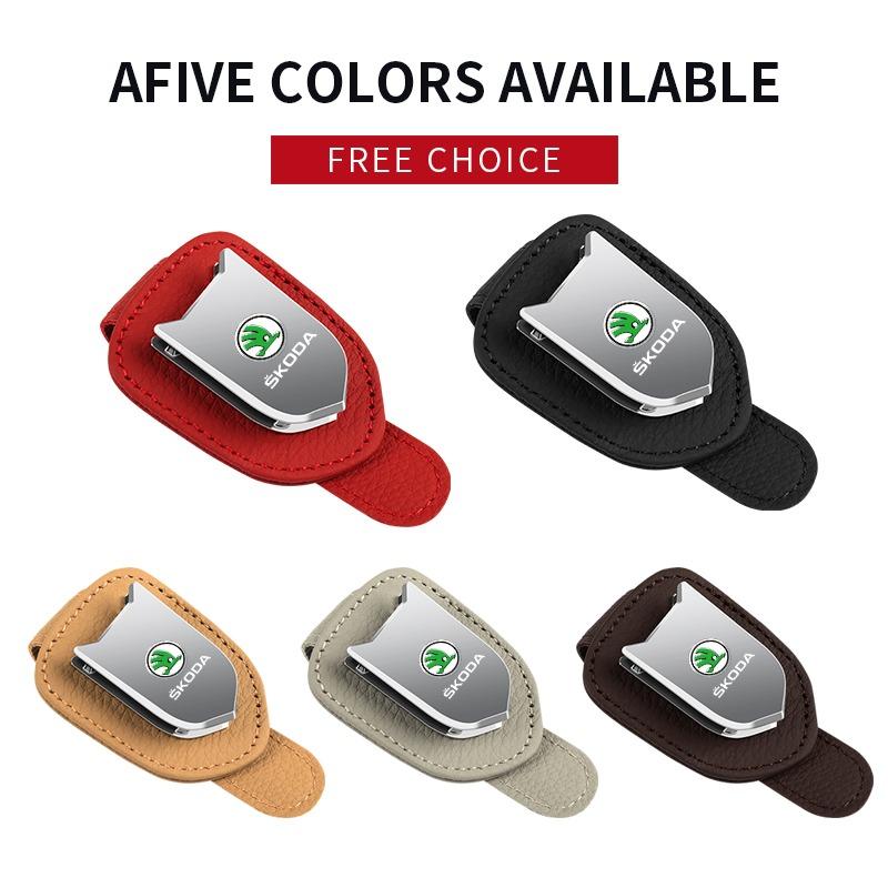 Auto Sun Visor Glasses Box Sunglasses Clip Card Ticket Holder Stand For Skoda Octavia Superb Rapid Kodiaq Karoq Fabia Kamiq Roomster Citigo