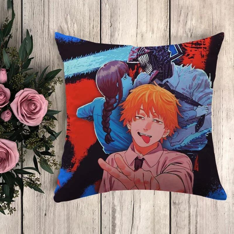 Anime Pillow Chainsaw Man Decorative Pillowcases  Sofa Cushions Cushion Cover  Pilow Cases Throw Pillows Fall Decor